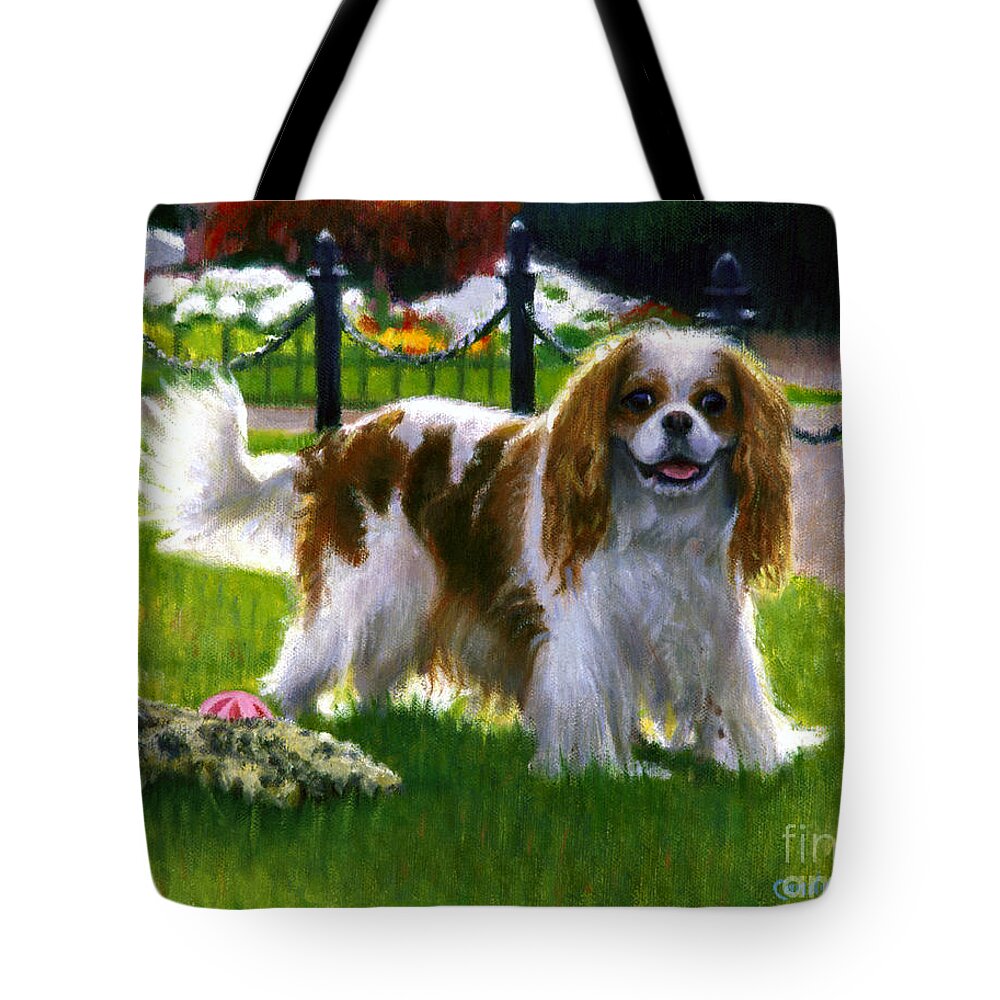 King Charles Cavalier Tote Bag featuring the painting Noble by Candace Lovely