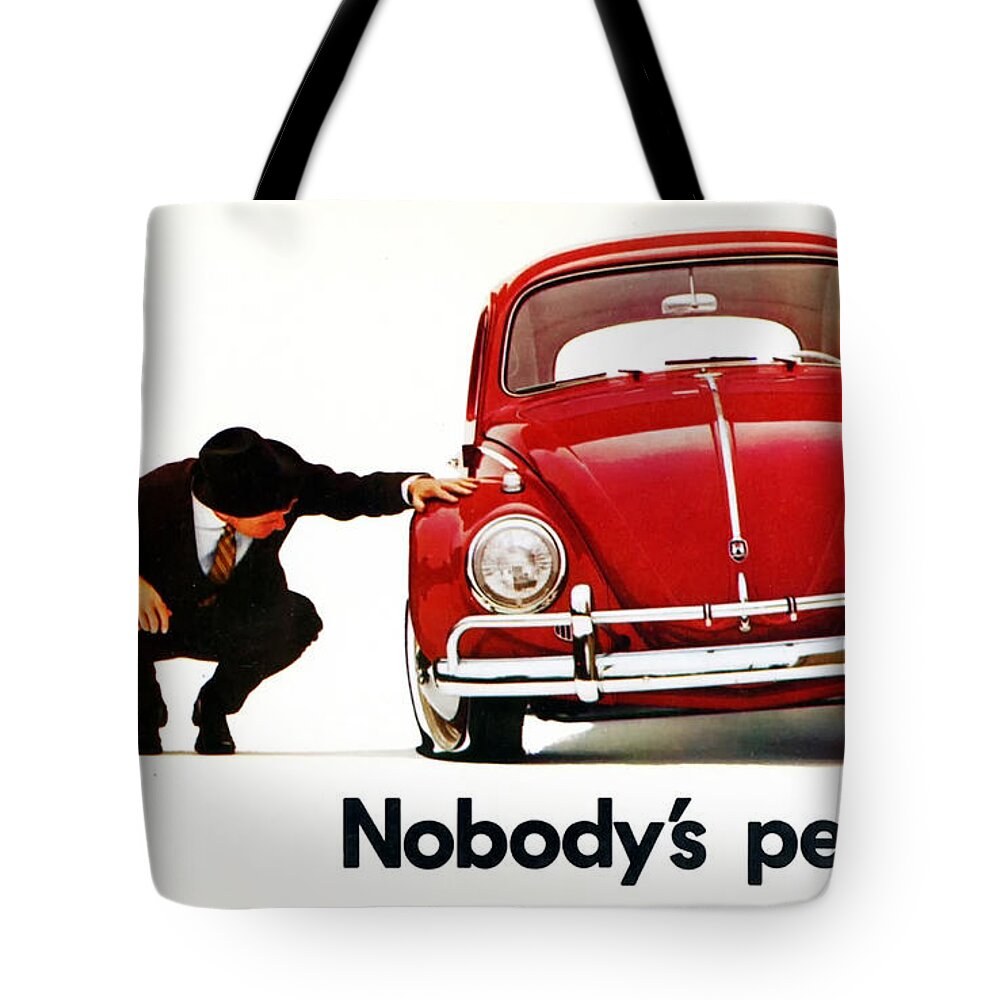 Nobodys Perfect Tote Bag featuring the digital art Nobodys Perfect - Volkswagen Beetle Ad by Georgia Clare