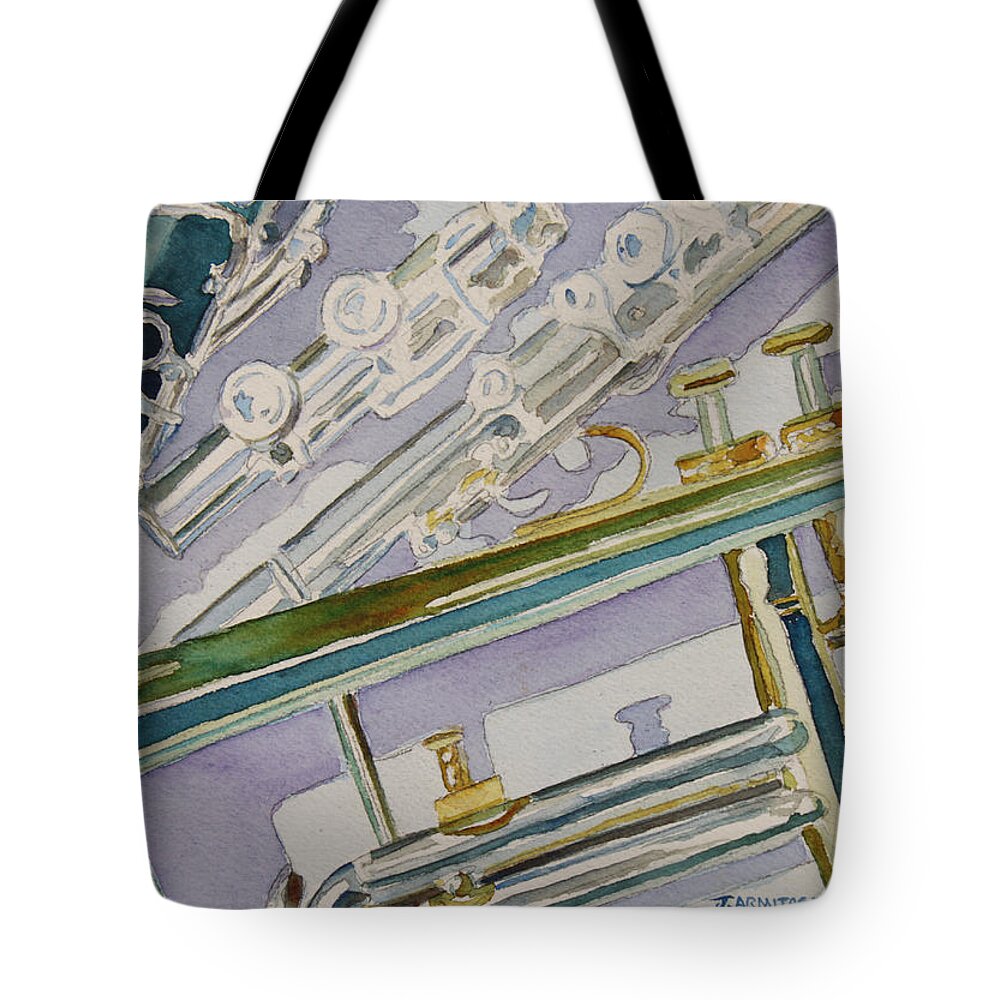 Clarinet Tote Bag featuring the painting Noon Trio by Jenny Armitage