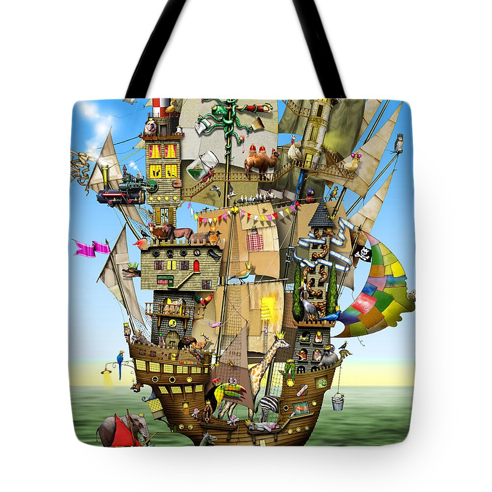Colin Thompson Tote Bag featuring the digital art Norah's Ark by MGL Meiklejohn Graphics Licensing