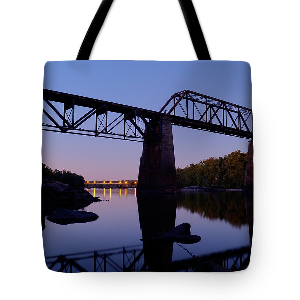 Columbia Tote Bag featuring the photograph Twilight Crossing by Charles Hite