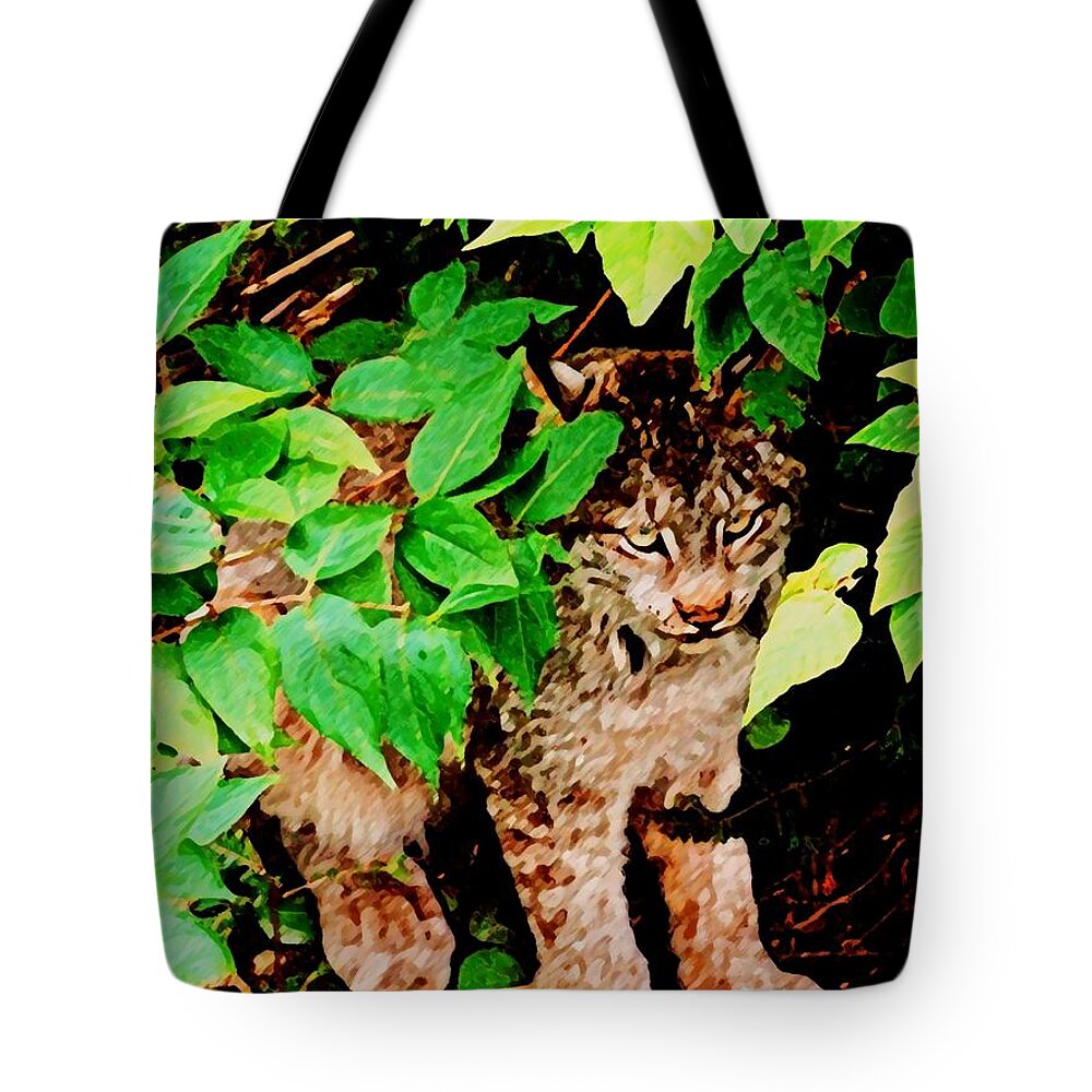 Lynx Tote Bag featuring the photograph Not Any Closer by Zinvolle Art