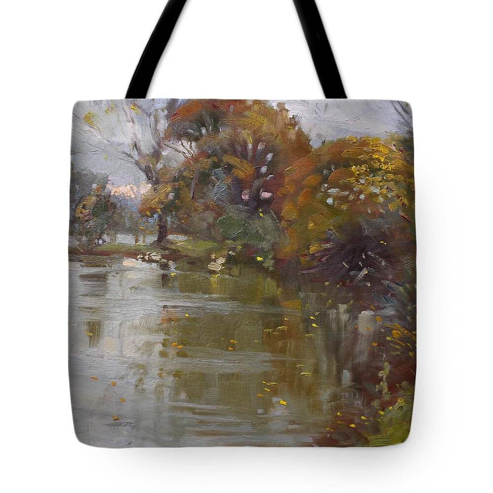 November Tote Bag featuring the painting November 4th at Hyde Park by Ylli Haruni