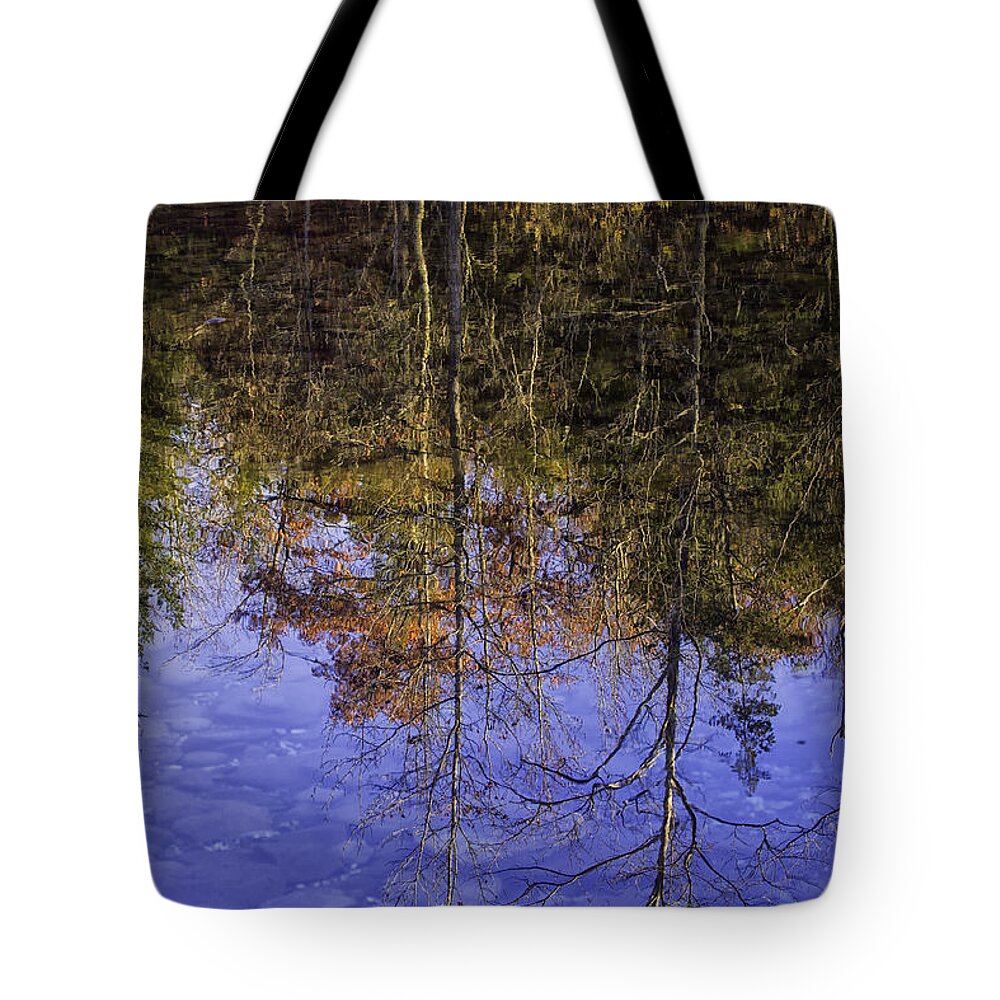 Reflection Tote Bag featuring the photograph November River Reflection by Michael Dougherty