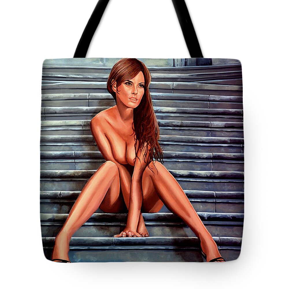 Nude Woman Tote Bag featuring the painting Nude City Beauty by Paul Meijering