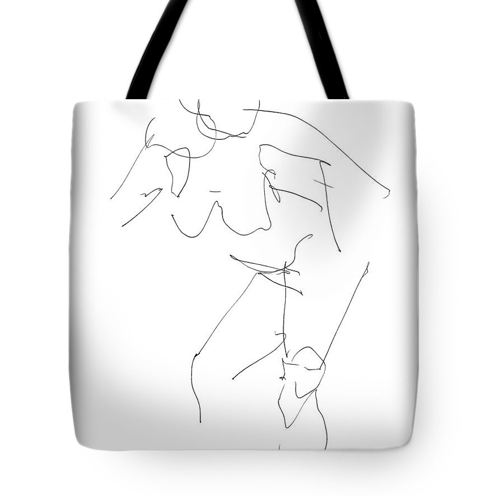 Female Tote Bag featuring the drawing Nude Female Drawings 14 by Gordon Punt