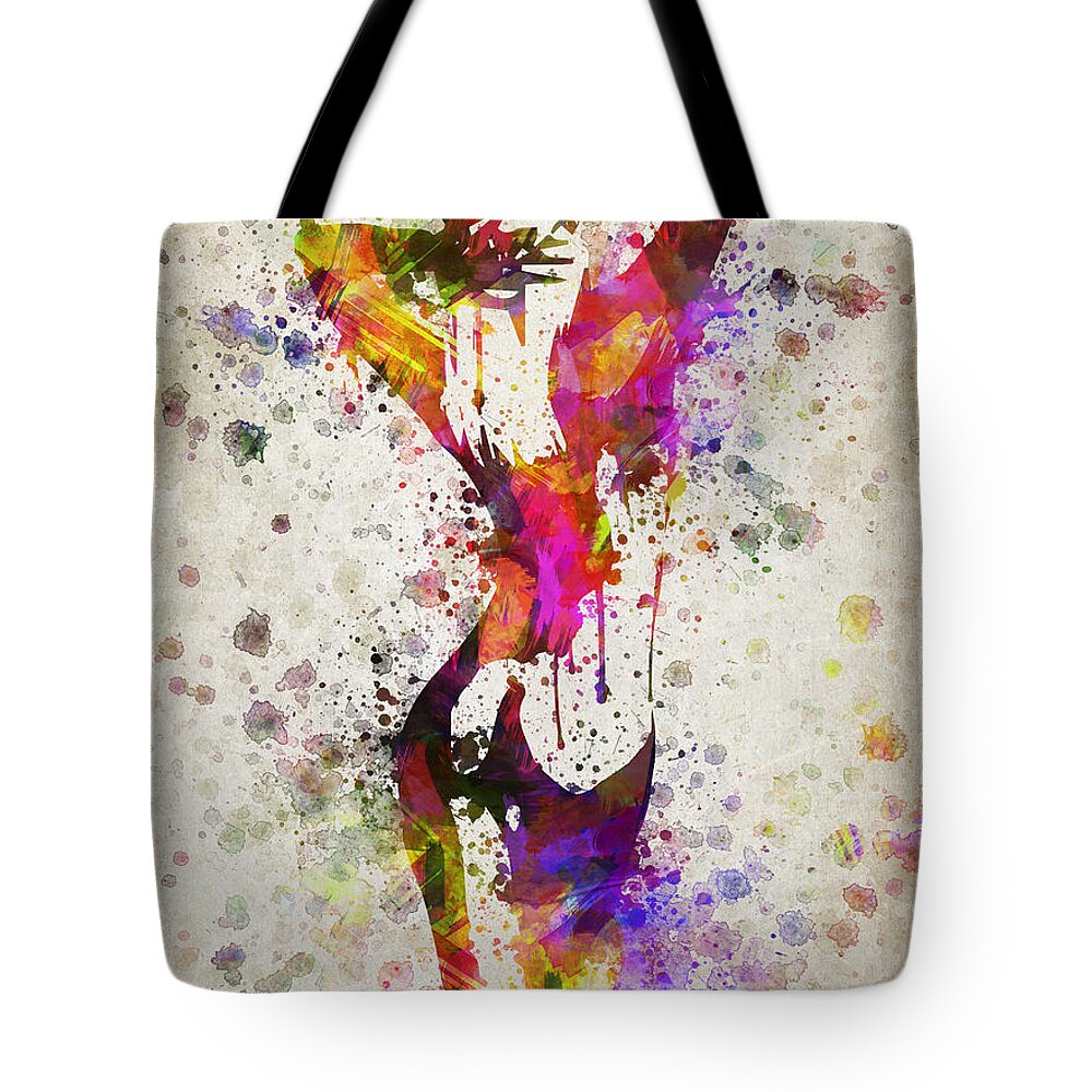 Nude Tote Bag featuring the digital art Nude in Color by Aged Pixel