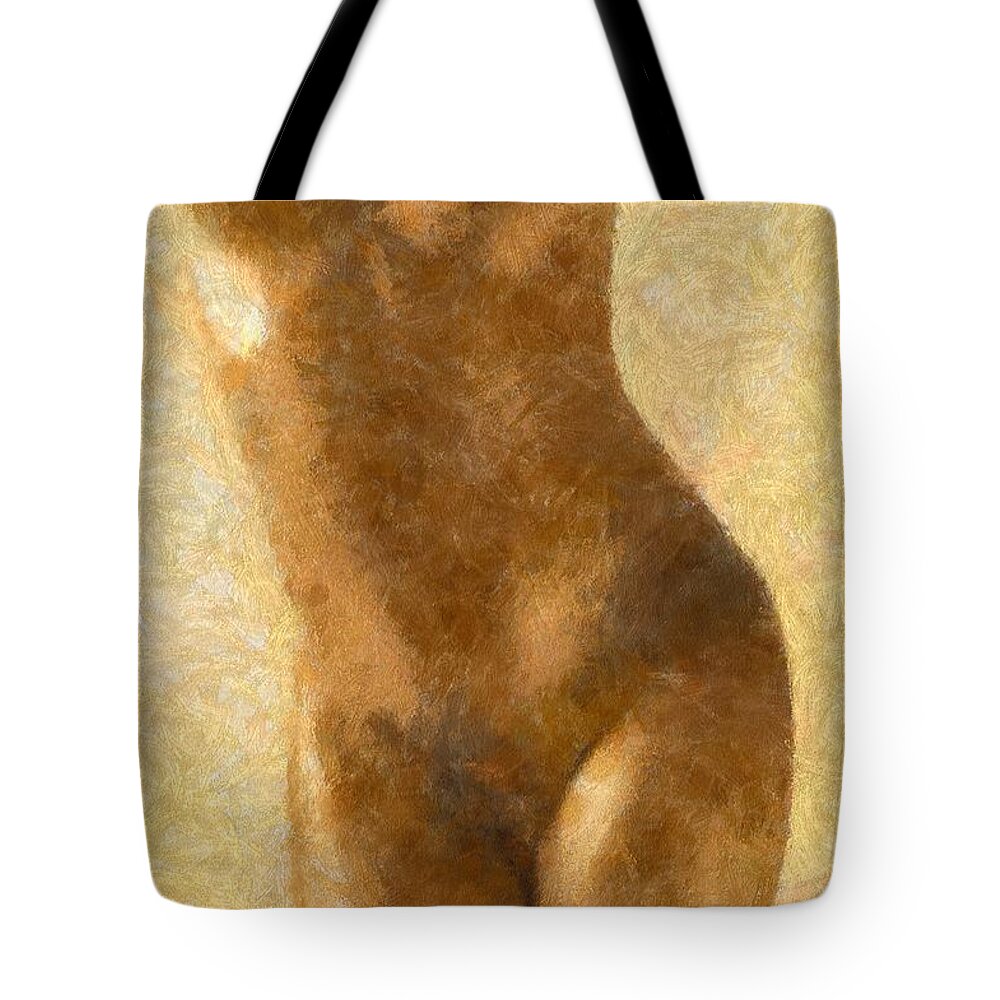 Nude Tote Bag featuring the mixed media Nude Study 3 by Dragica Micki Fortuna