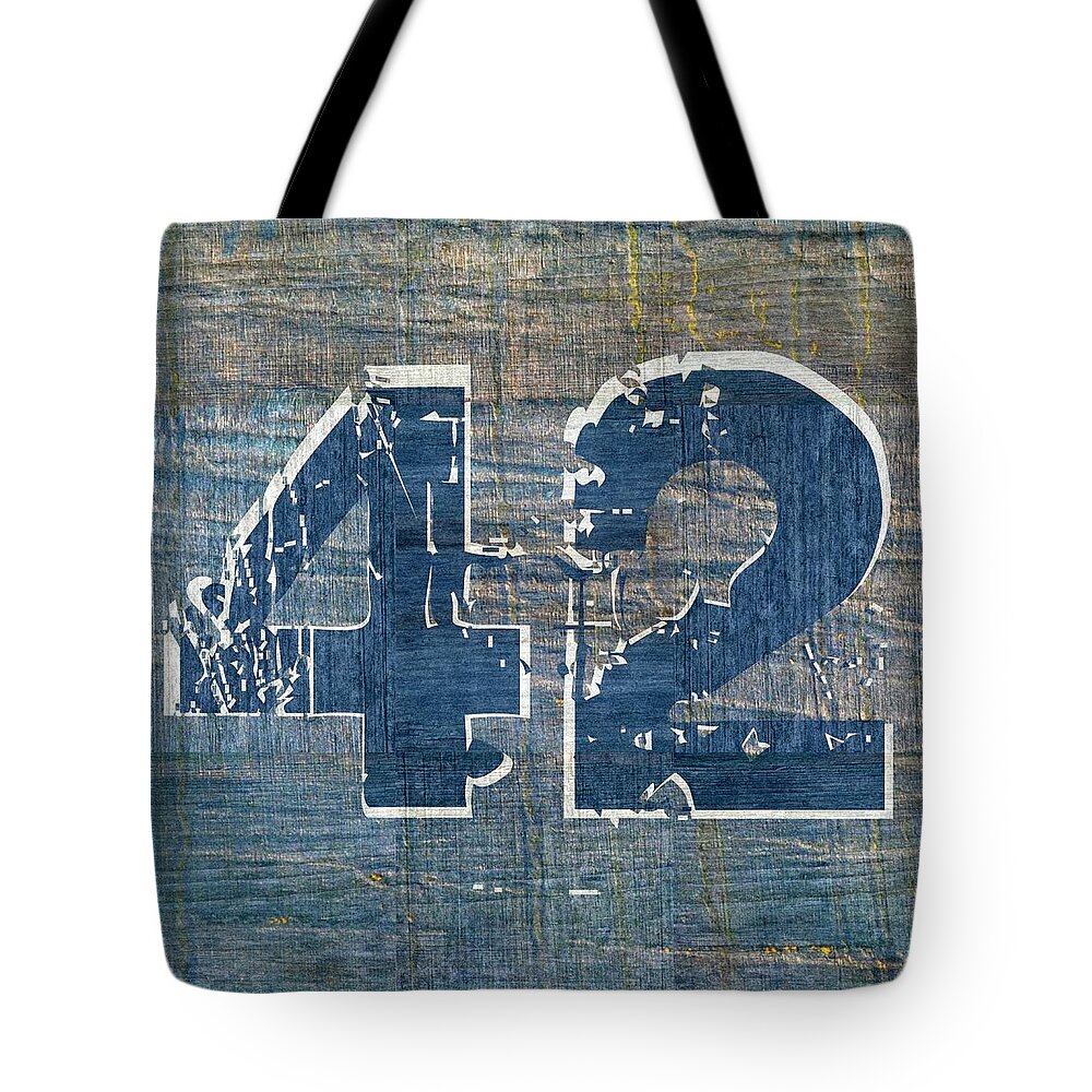Jackie Robinson Tote Bag featuring the digital art Number 42 by Michelle Calkins