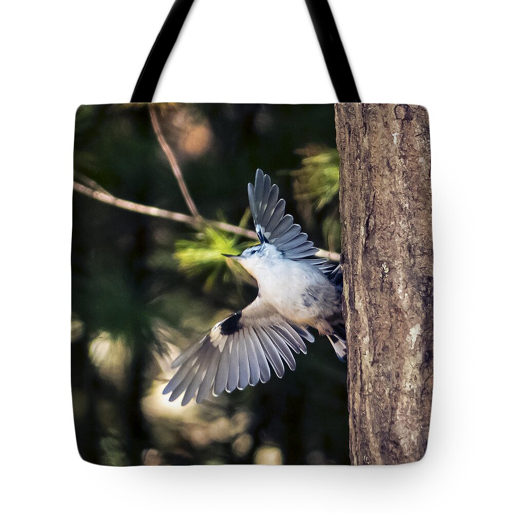 Nut Hatch Tote Bag featuring the photograph Nut Hatch Wings by Frank Winters