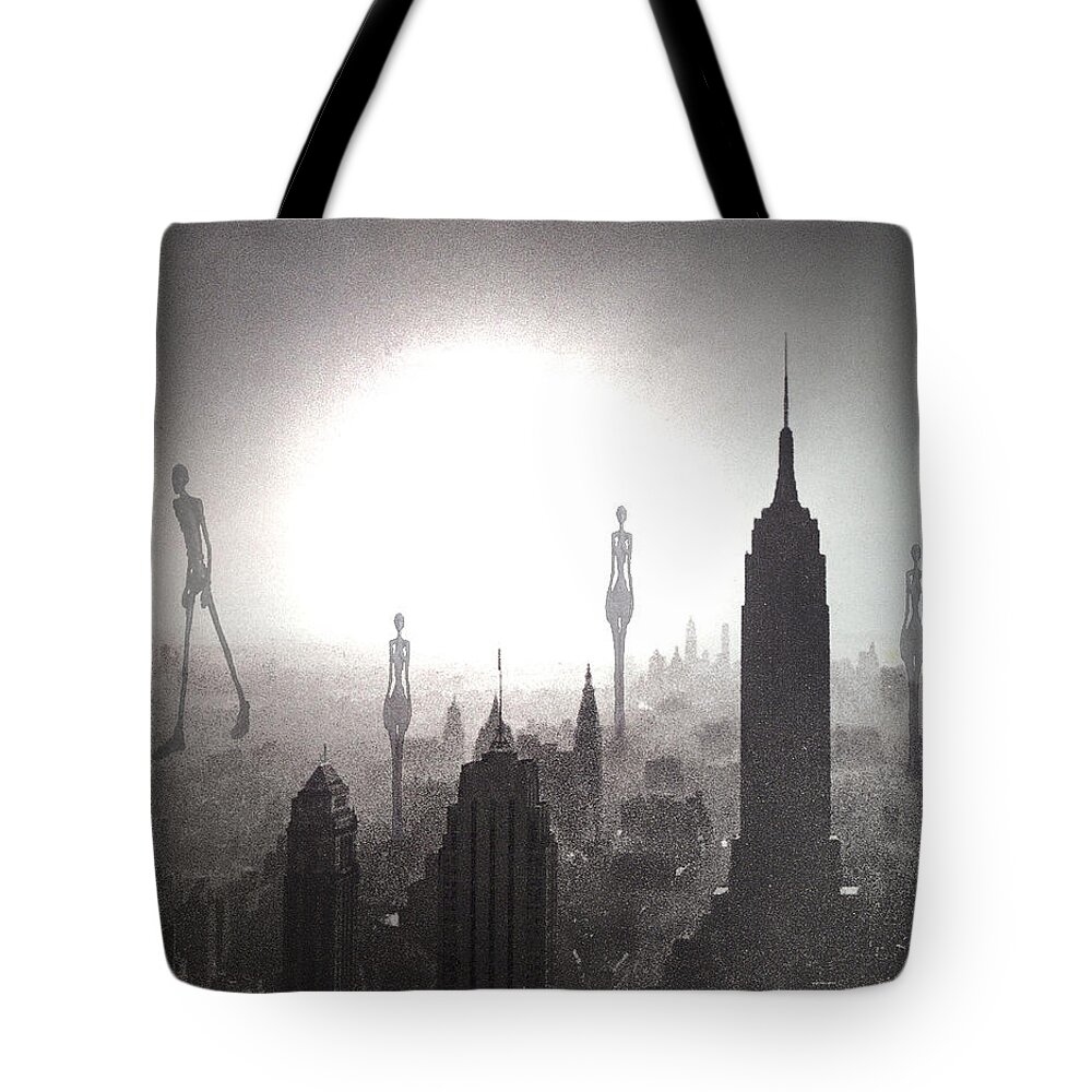 Nyc Ala Giacometti Tote Bag featuring the photograph NYC ala Giacometti by Natasha Marco