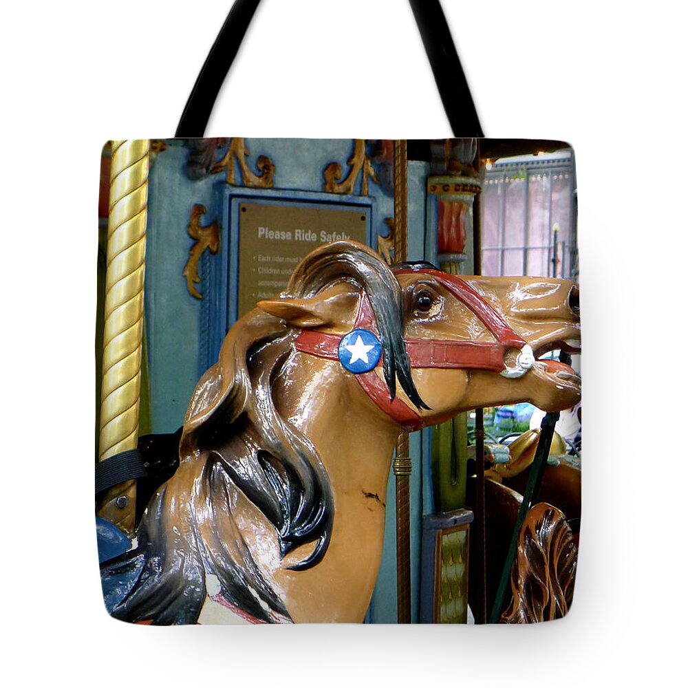 Carousel Tote Bag featuring the photograph NYC - Horsing around in Bryant Park by Richard Reeve