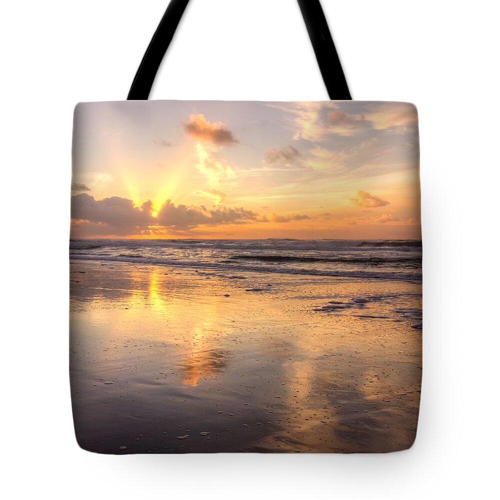Water Tote Bag featuring the photograph Nye Beach Sunset 0075 by Kristina Rinell