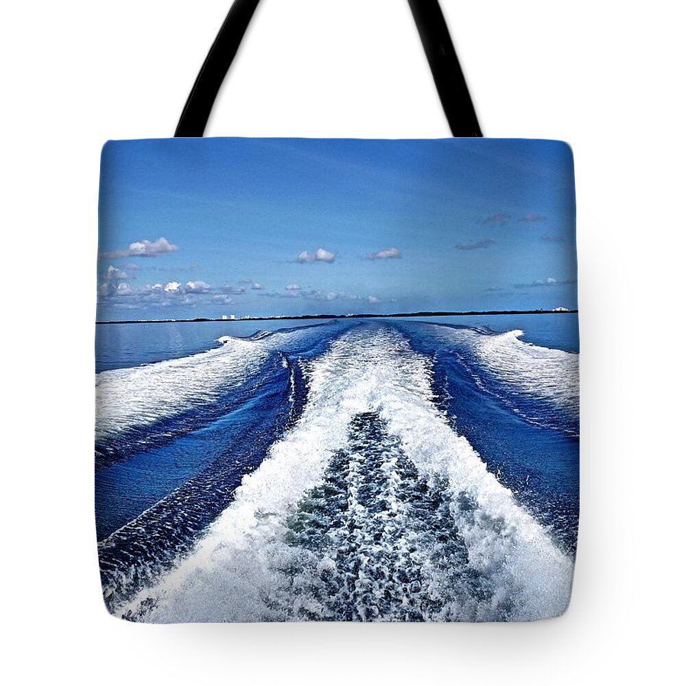 Blue Ocean Tote Bag featuring the painting O the Sea The beautiful Sea by Joan Reese