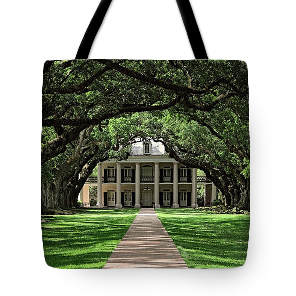 Oak Alley Tote Bag featuring the photograph Oak Alley by John Douglas