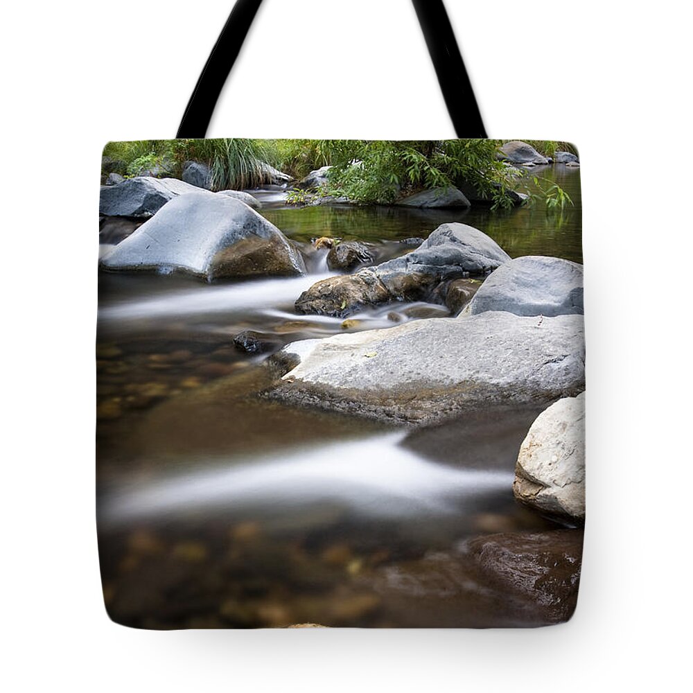 Creek Tote Bag featuring the photograph Oak creek flowing by Bryan Keil