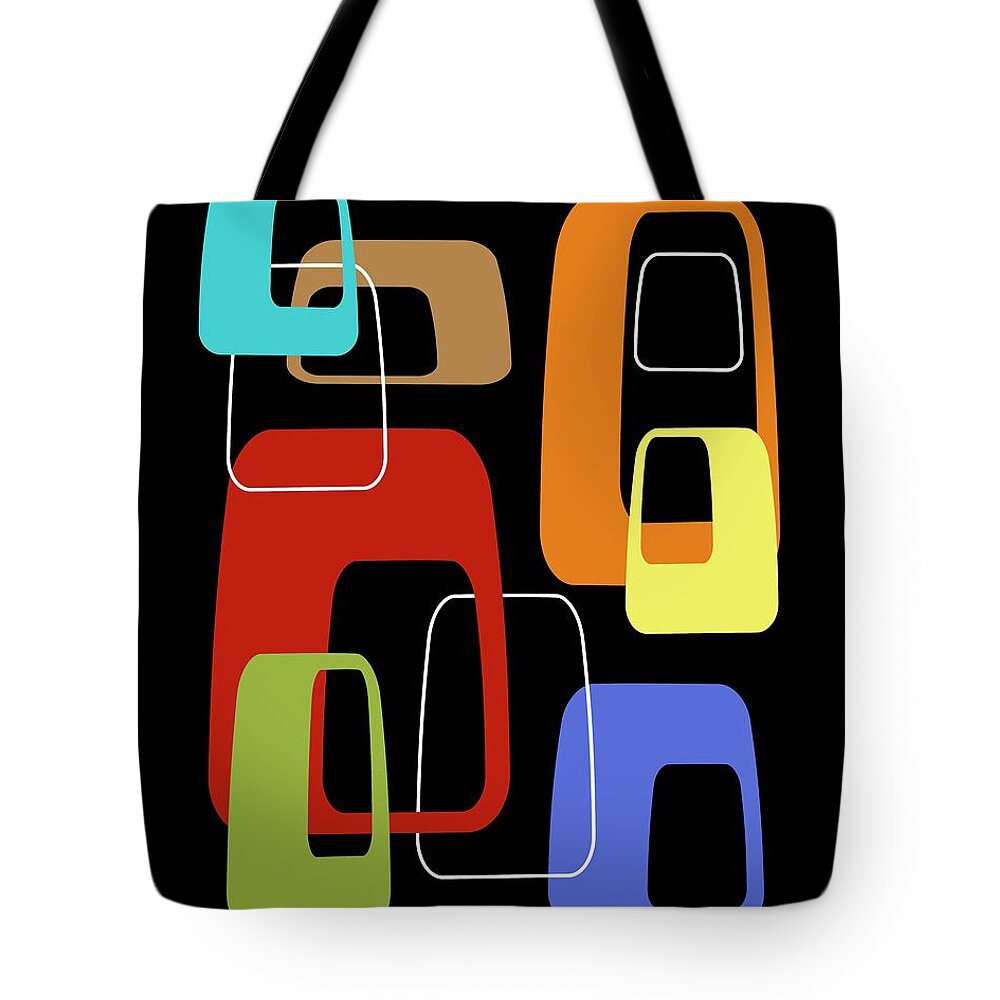 Abstract Tote Bag featuring the digital art Oblongs on Black by Donna Mibus