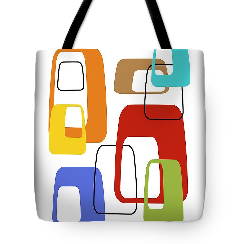 Abstract Tote Bag featuring the digital art Oblongs on White 4 by Donna Mibus