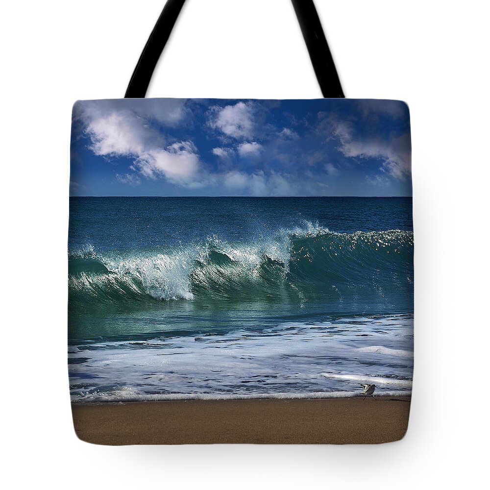 Wave Tote Bag featuring the photograph Ocean Blue Morning 2 by Laura Fasulo