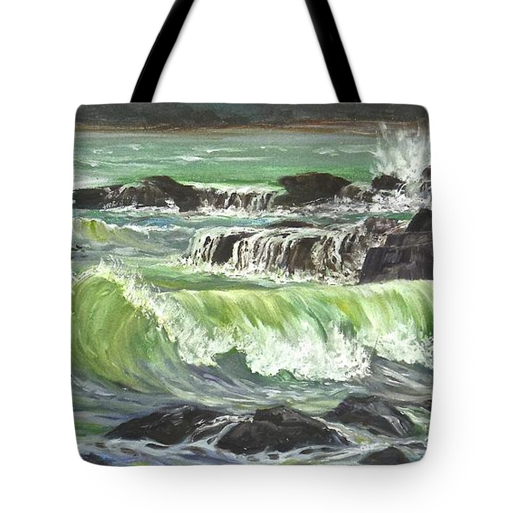 Lajolla Ca Tote Bag featuring the painting Ocean Emotion LaJolla Cove by Maryann Boysen