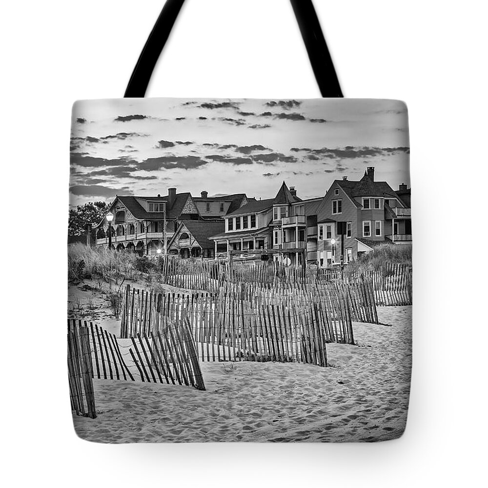 Asbury Park Tote Bag featuring the photograph Ocean Grove Asbury Park NJ BW by Susan Candelario