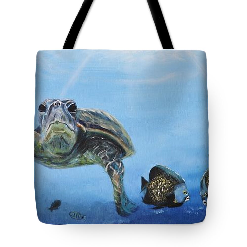 Turtle Tote Bag featuring the painting Ocean Life by Donna Tuten