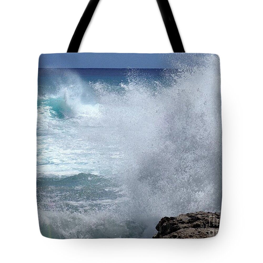 Hawaii Tote Bag featuring the digital art Ocean Spray by Dorlea Ho