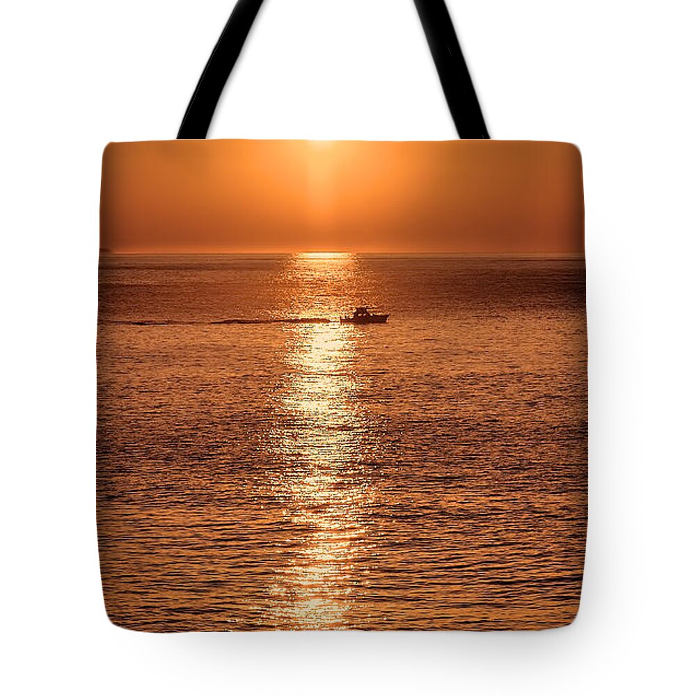 Montauk Tote Bag featuring the photograph Ocean Sunrise at Montauk Point by William Jobes