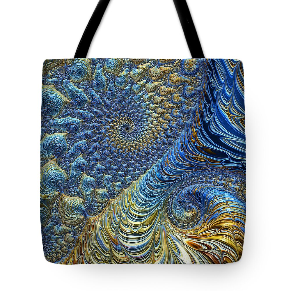 Fractal Tote Bag featuring the digital art Fractal Art - Ocean Tide At Sunset by HH Photography of Florida