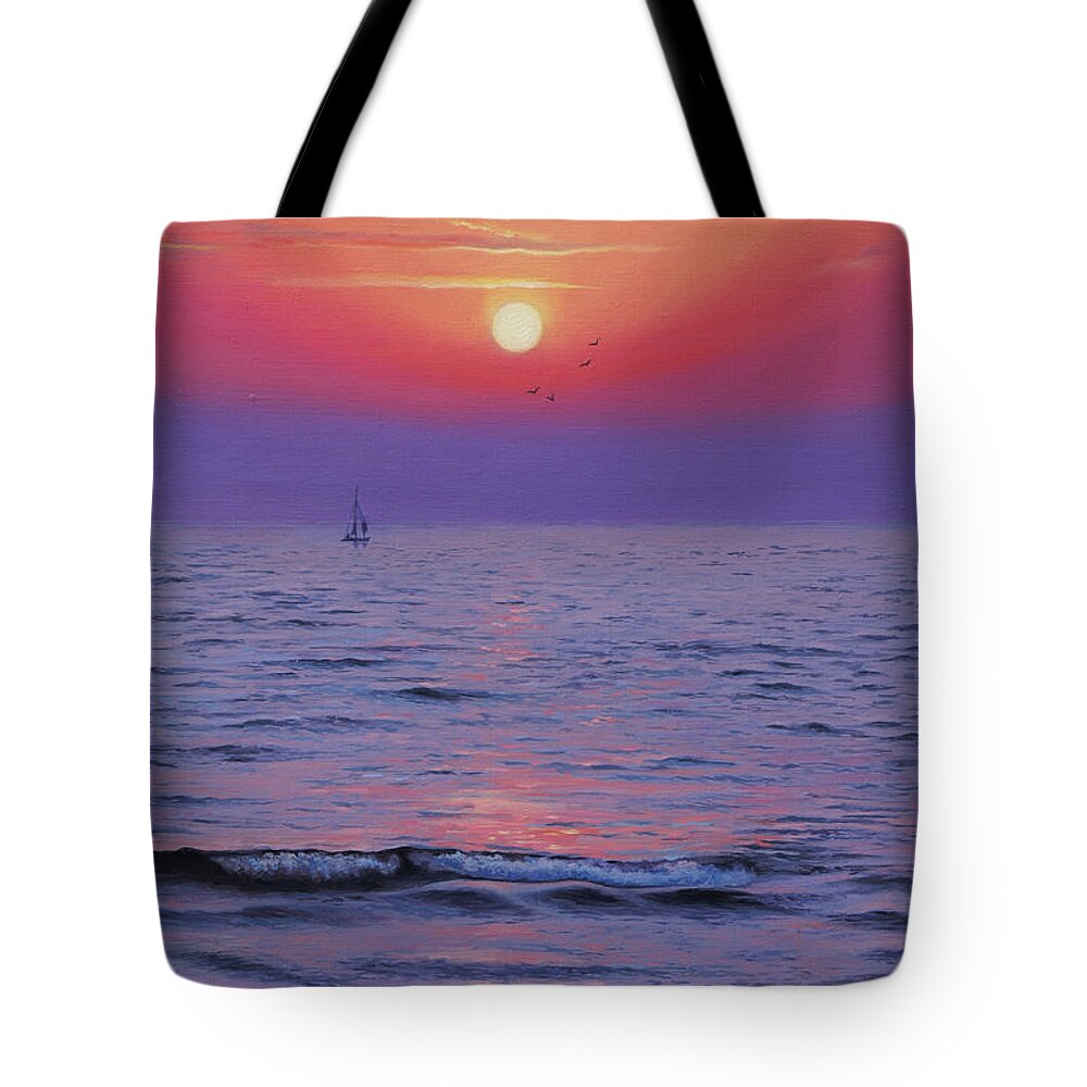 Ocean Tote Bag featuring the painting Ocean by Vrindavan Das