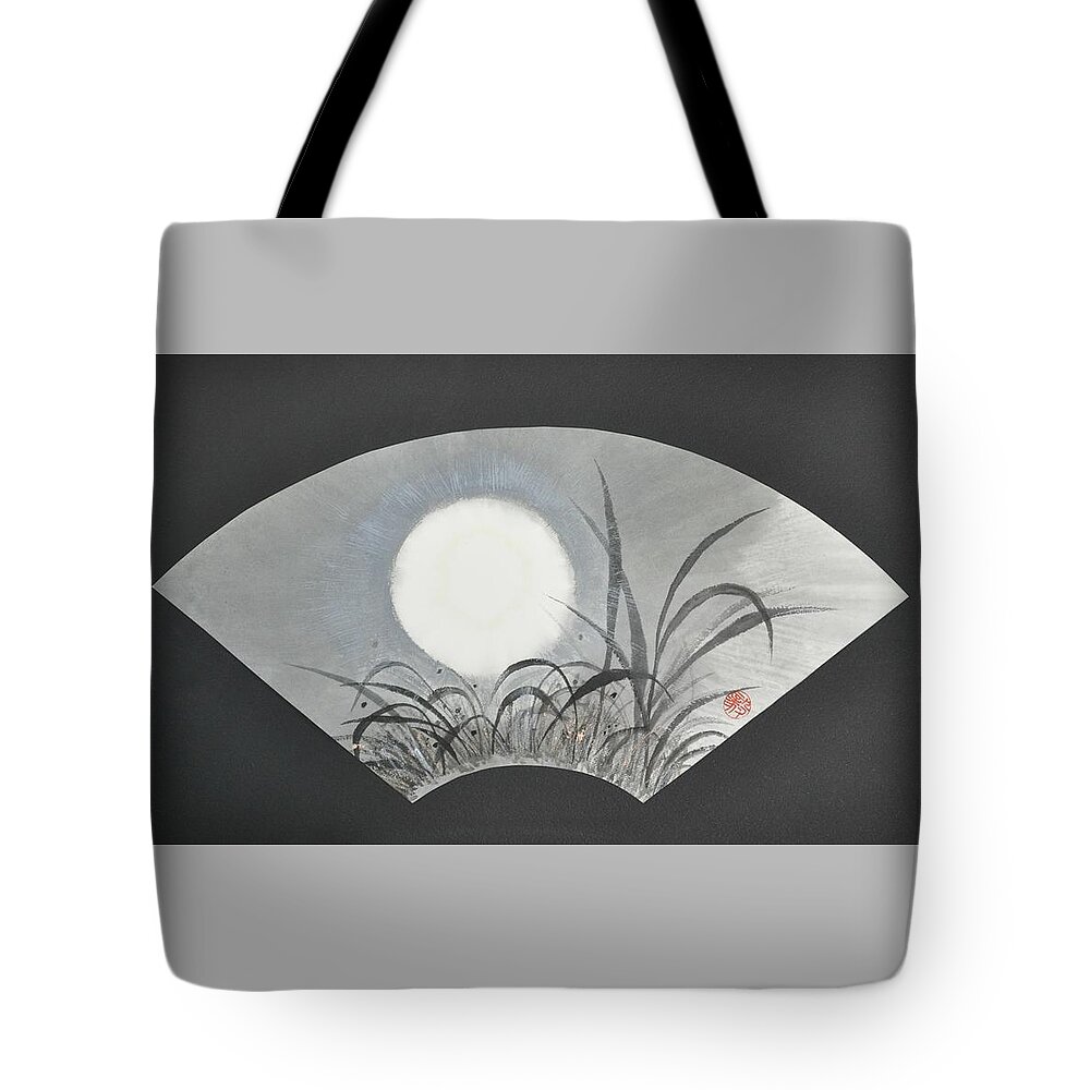 Japanese Tote Bag featuring the painting October Moonviewing by Terri Harris