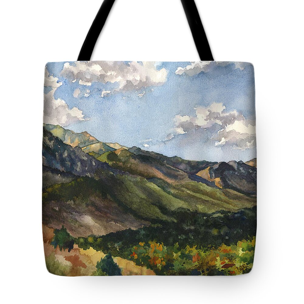 Colorado Front Range Painting Tote Bag featuring the painting October Shadows by Anne Gifford