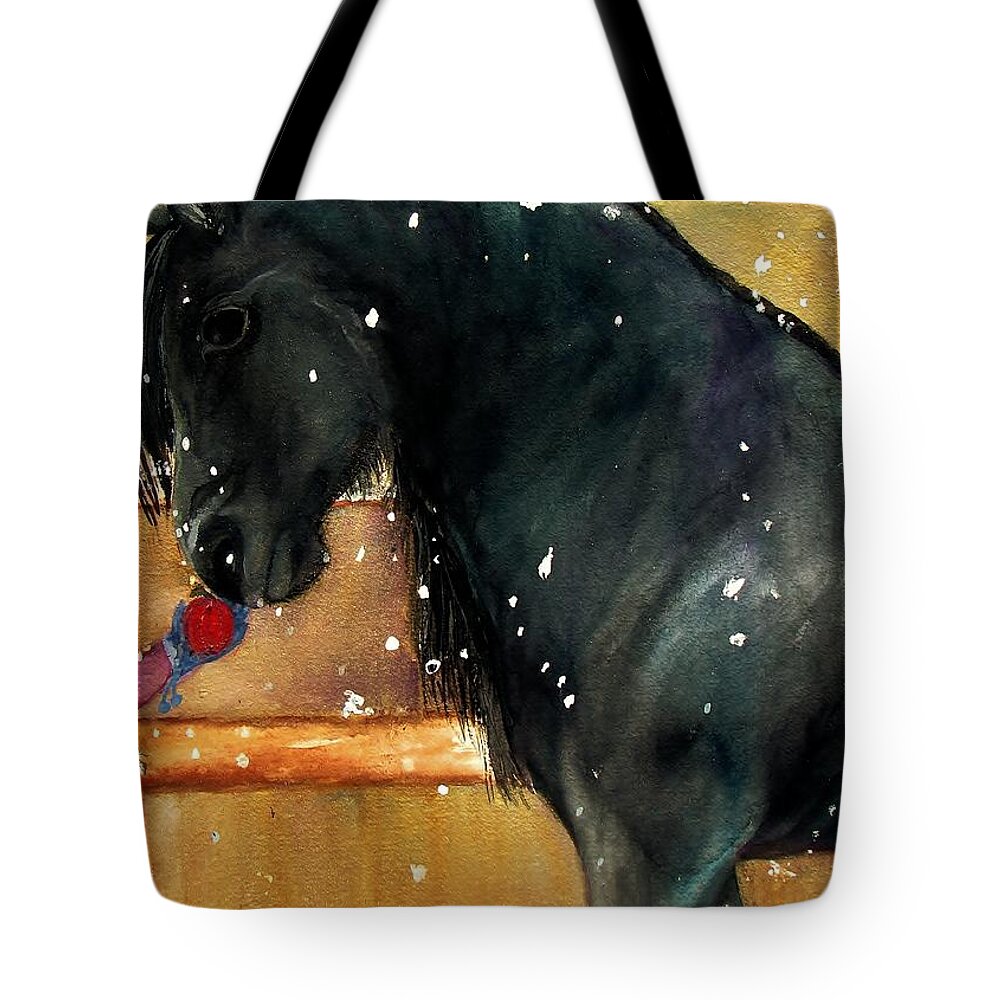 Horse Tote Bag featuring the painting Of Girls and Horses SOLD by Lil Taylor