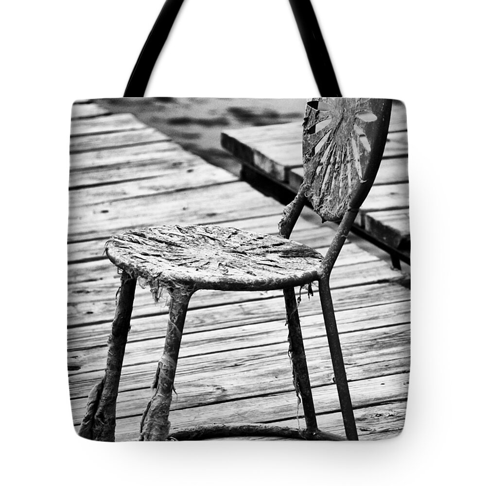 Black And White Tote Bag featuring the photograph Off-Season Grunge by Christi Kraft