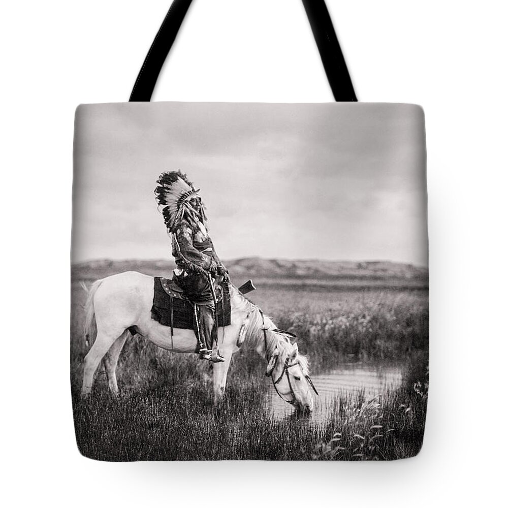 1905 Tote Bag featuring the photograph Oglala Indian Man circa 1905 by Aged Pixel