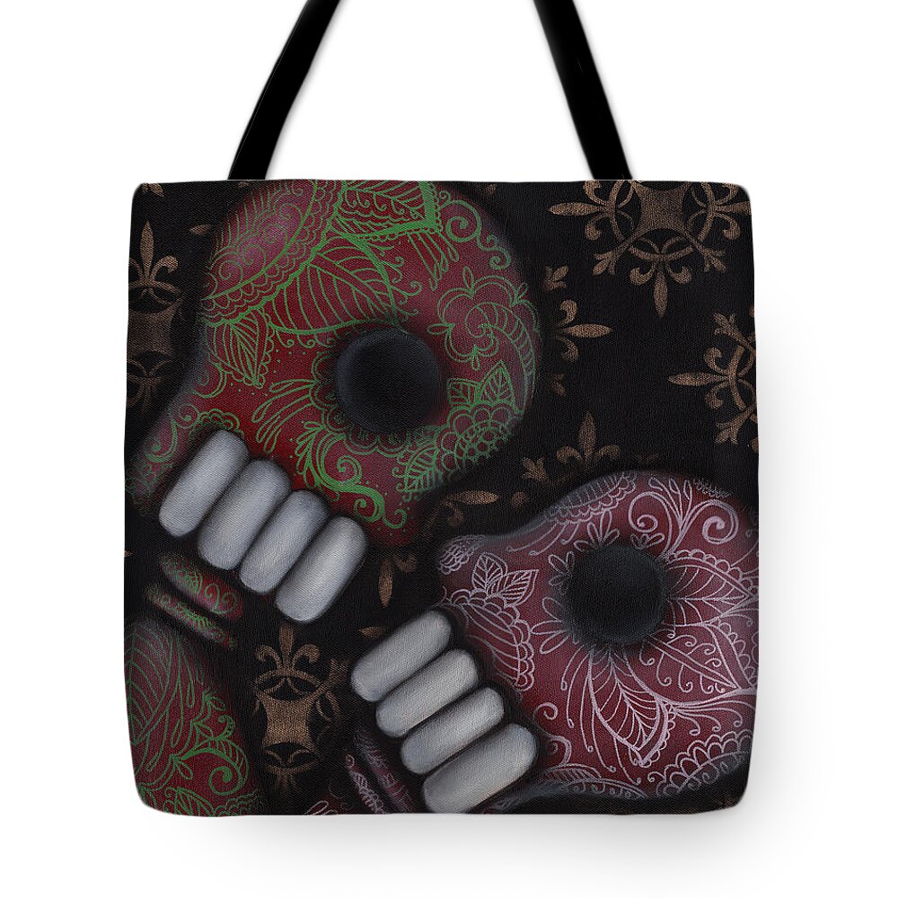 Day Of The Dead Tote Bag featuring the painting Oh el Amor by Abril Andrade