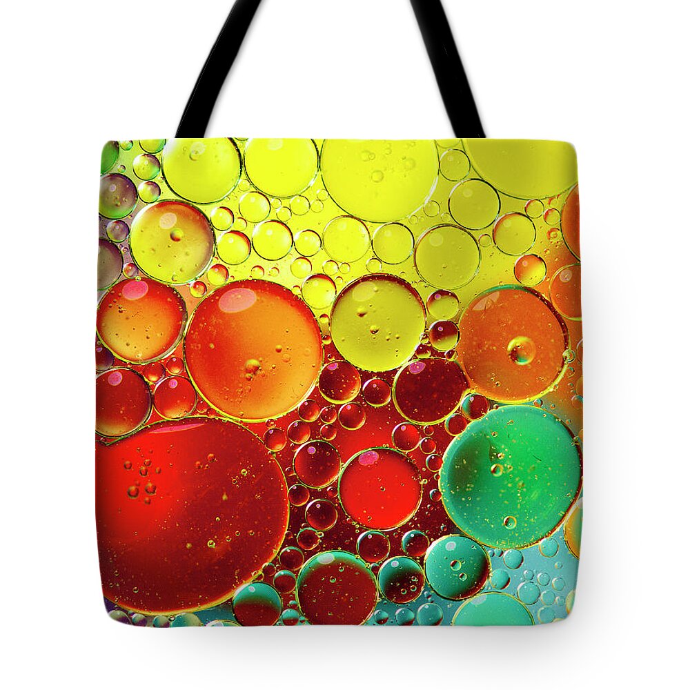 Full Frame Tote Bag featuring the photograph Oil Bubbles In Water by Ramoncovelo