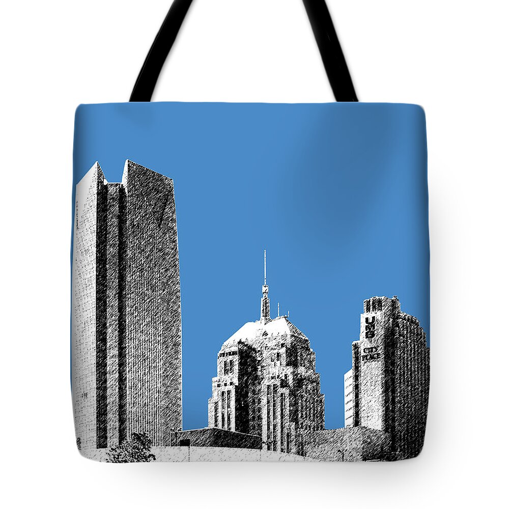 Architecture Tote Bag featuring the digital art Oklahoma City Skyline - Slate by DB Artist