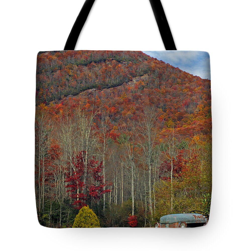 Blue Tractor Tote Bag featuring the photograph Ol' Blue by Jennifer Robin
