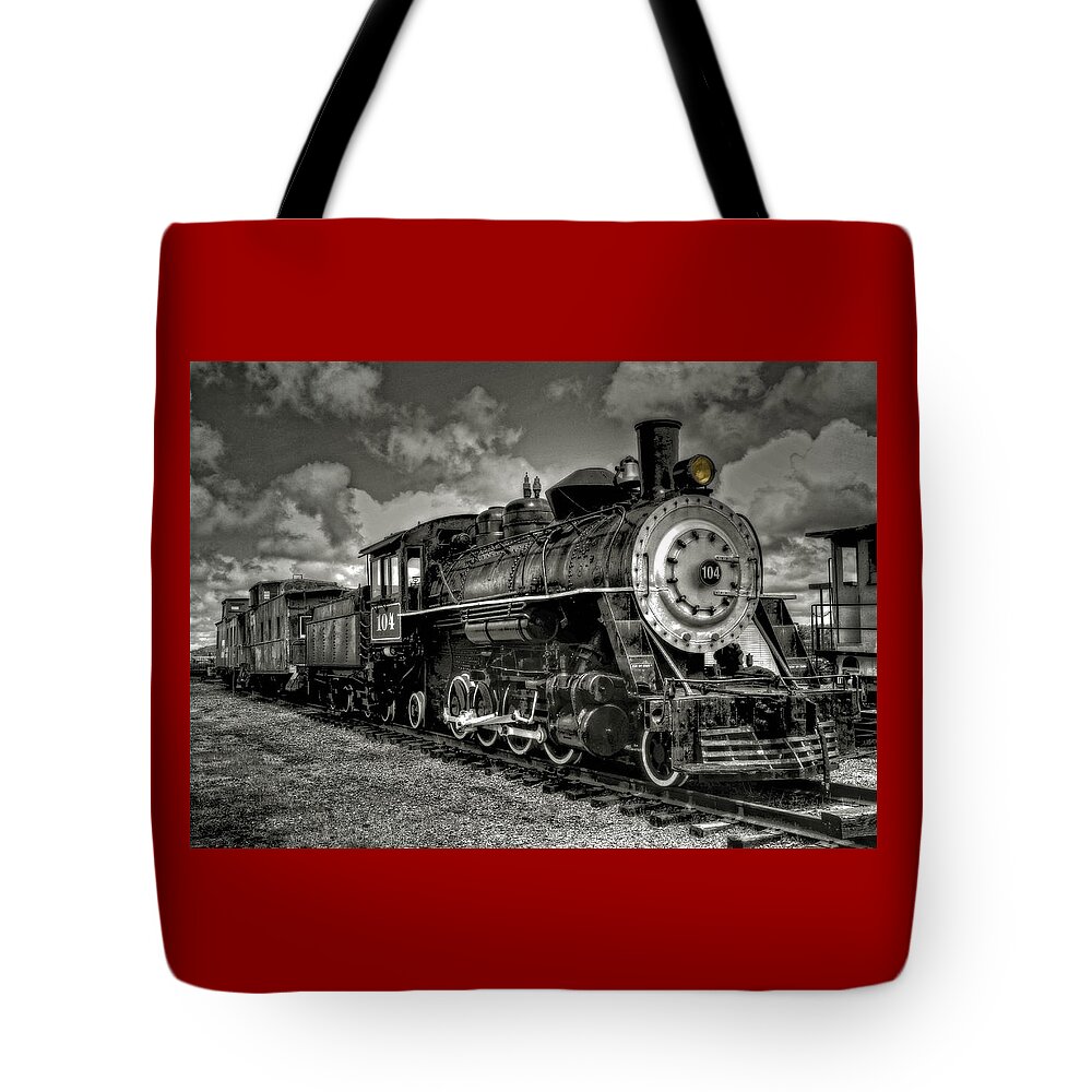 Digital Photography Tote Bag featuring the photograph Old 104 Steam Engine Locomotive by Thom Zehrfeld