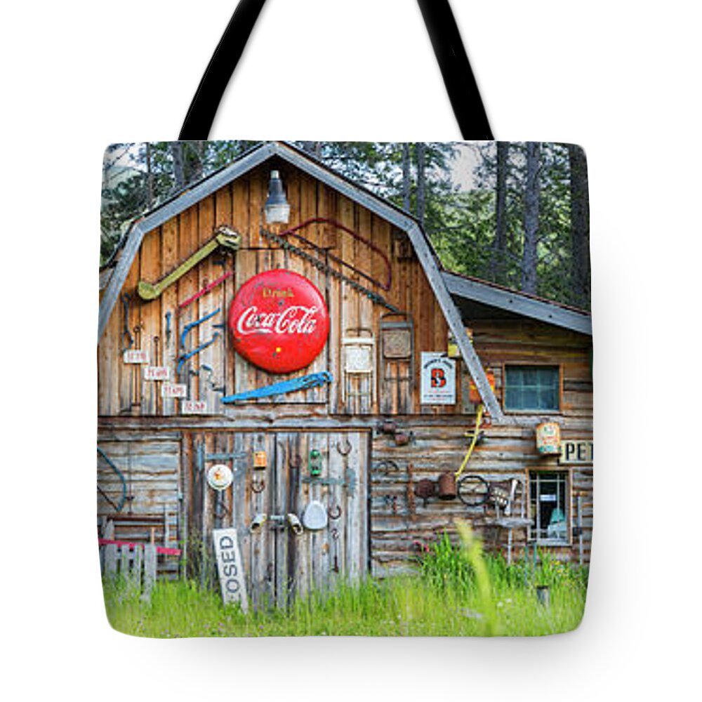 Panoramic Tote Bag featuring the photograph Old Americana Barn, Montana, Usa by Peter Adams
