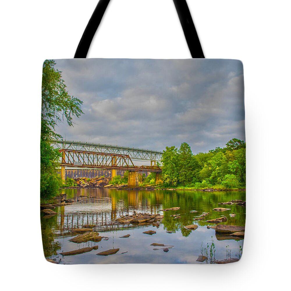 Bridges Tote Bag featuring the photograph Old and New Bridges by Shannon Harrington