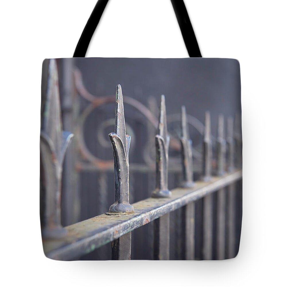 Outdoors Tote Bag featuring the photograph Old Cast Iron Fence by Sharon Lapkin