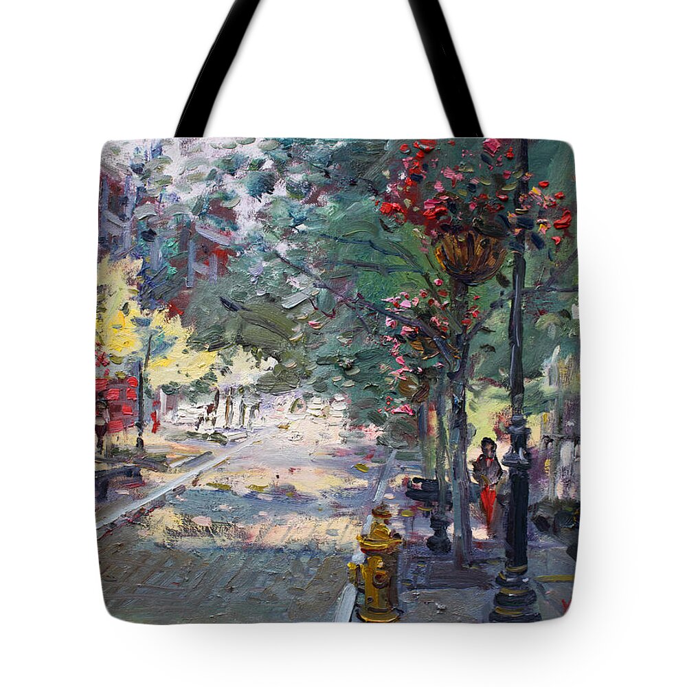 Old Falls St Tote Bag featuring the painting Old Falls Street by Ylli Haruni