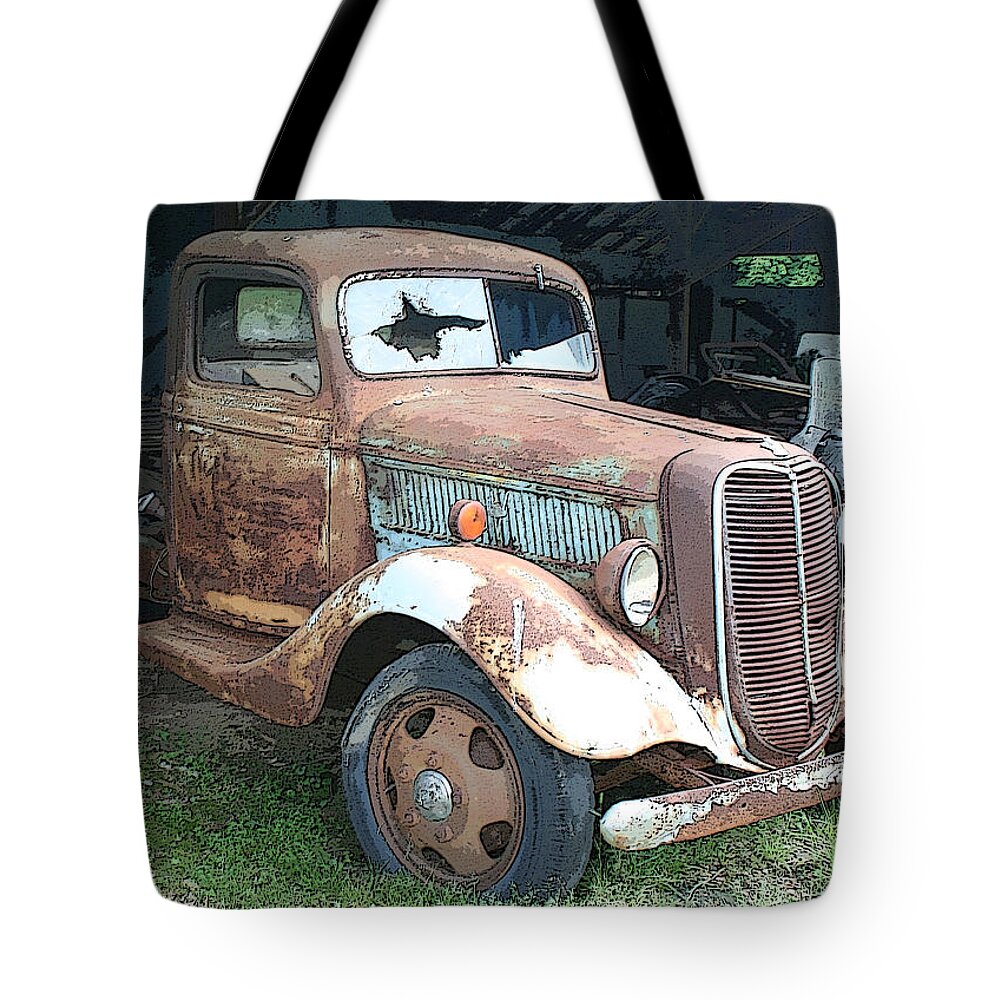 Truck Tote Bag featuring the photograph Old Farm Truck by Bonnie Willis