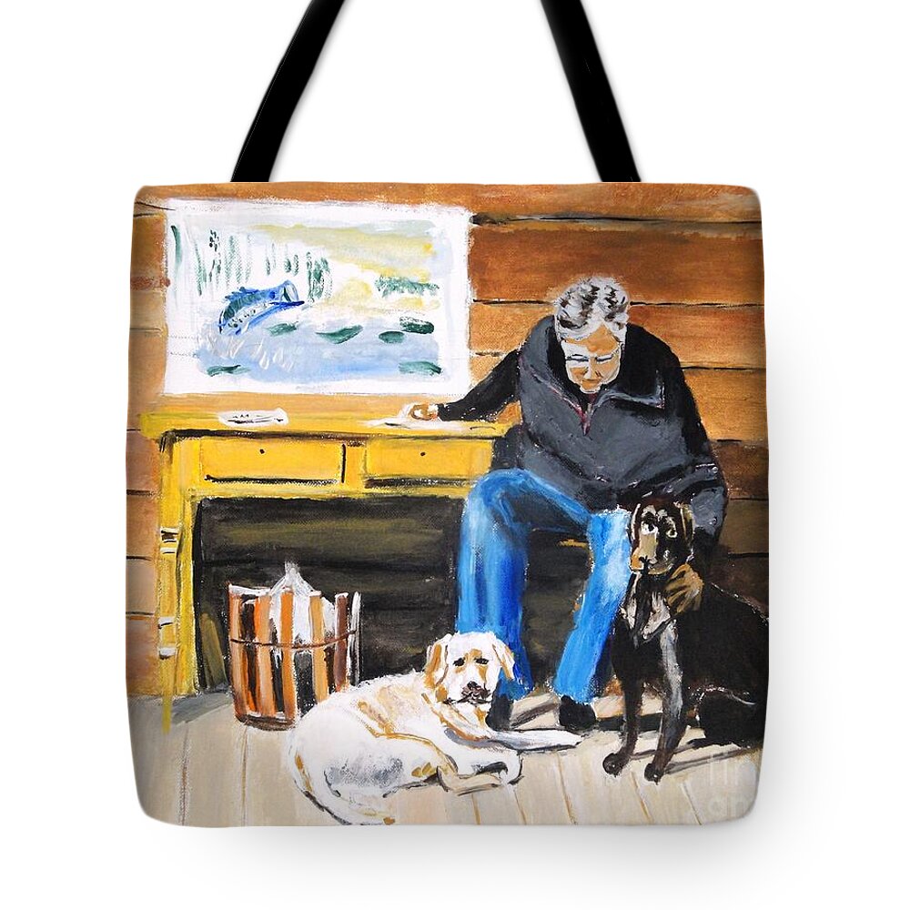 Human Interest Tote Bag featuring the painting Old Friends by Judy Kay