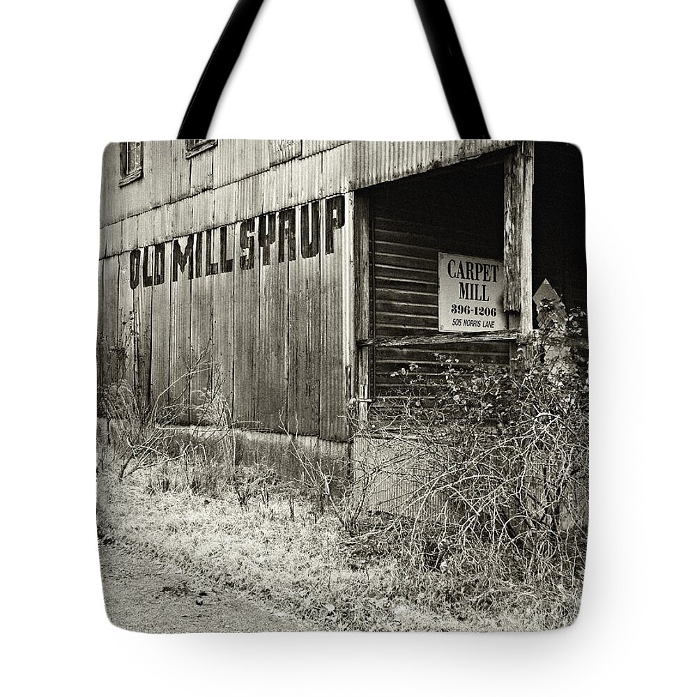 Vintage Tote Bag featuring the photograph Old Mill Syrup by Eugene Campbell