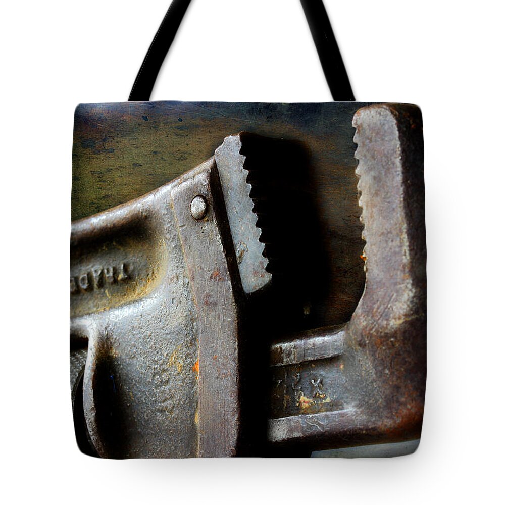 Pipe Wrench Tote Bag featuring the photograph Old Pipe Wrench by Michael Eingle