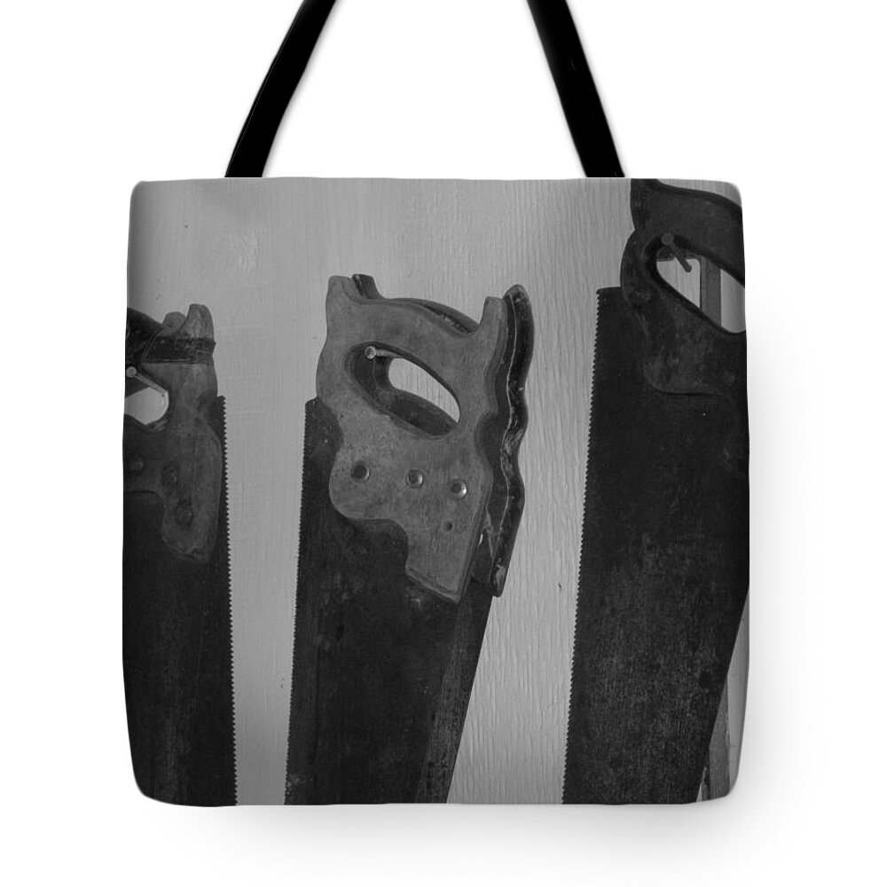 Saws Tote Bag featuring the photograph Old Saws by Beth Vincent