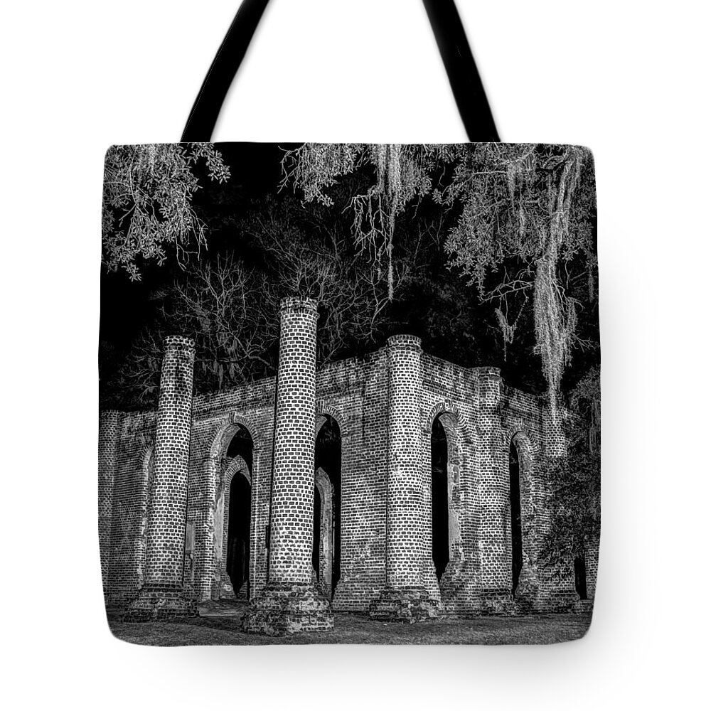 Old Tote Bag featuring the photograph Old Sheldon Church by Charles Hite